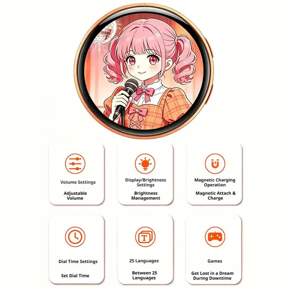 Smart 1.50 Inch Electronic Badge Full Touch IPS Screen Electronic Badge GIF Video With Sound Anime Brooch Pin Student Gift