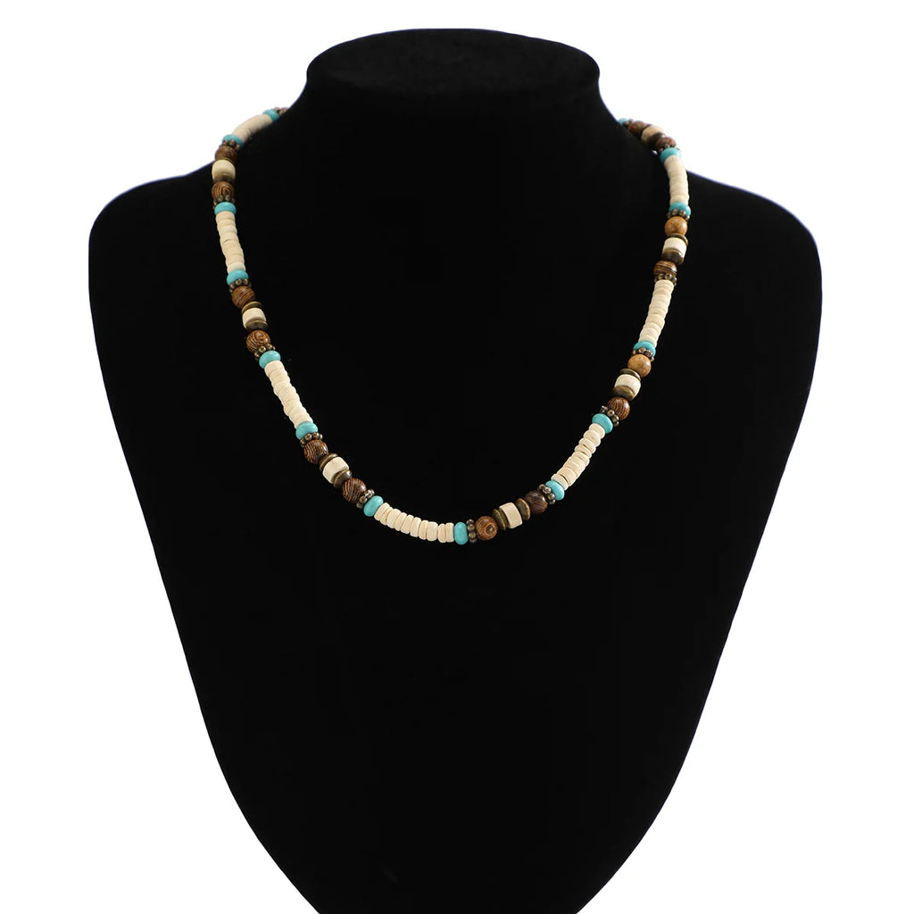 Multi Color Small Wood Beads Chains Necklace for Men Trendy Beaded Collar on Neck Accessories Short Choker 2023 Fashion Jewelry