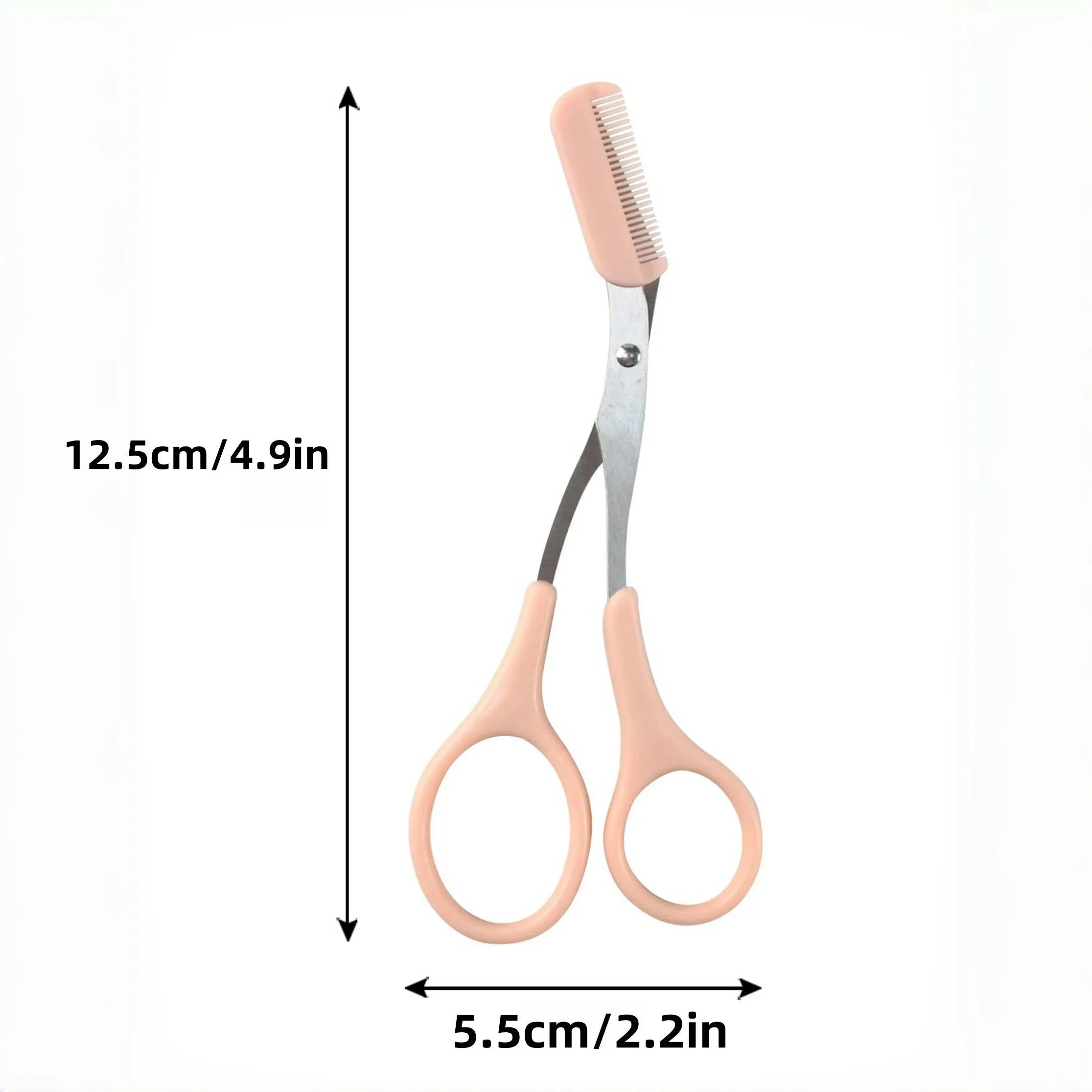 1 Pcs Pink Eyebrow Trimming Scissors with Built-in Comb - Stainless Steel, Precise Grooming Tool, Creating Perfect Eyebrows
