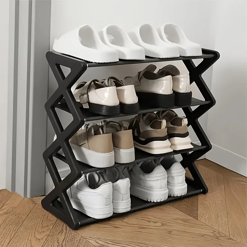4Layer X-Type Multi Layered and Space Saving Shoe Rack,Solid Color Simple Home Assembly Shoe Rack,Suitable for Porch,Living Room