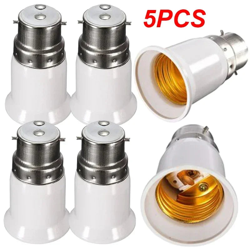 5x Lamp Sockets Converter B22 To E27 LED Bulb Converter Lamp Base Holder Screw Light Socket Adapter Anti-burning Bulb Holder