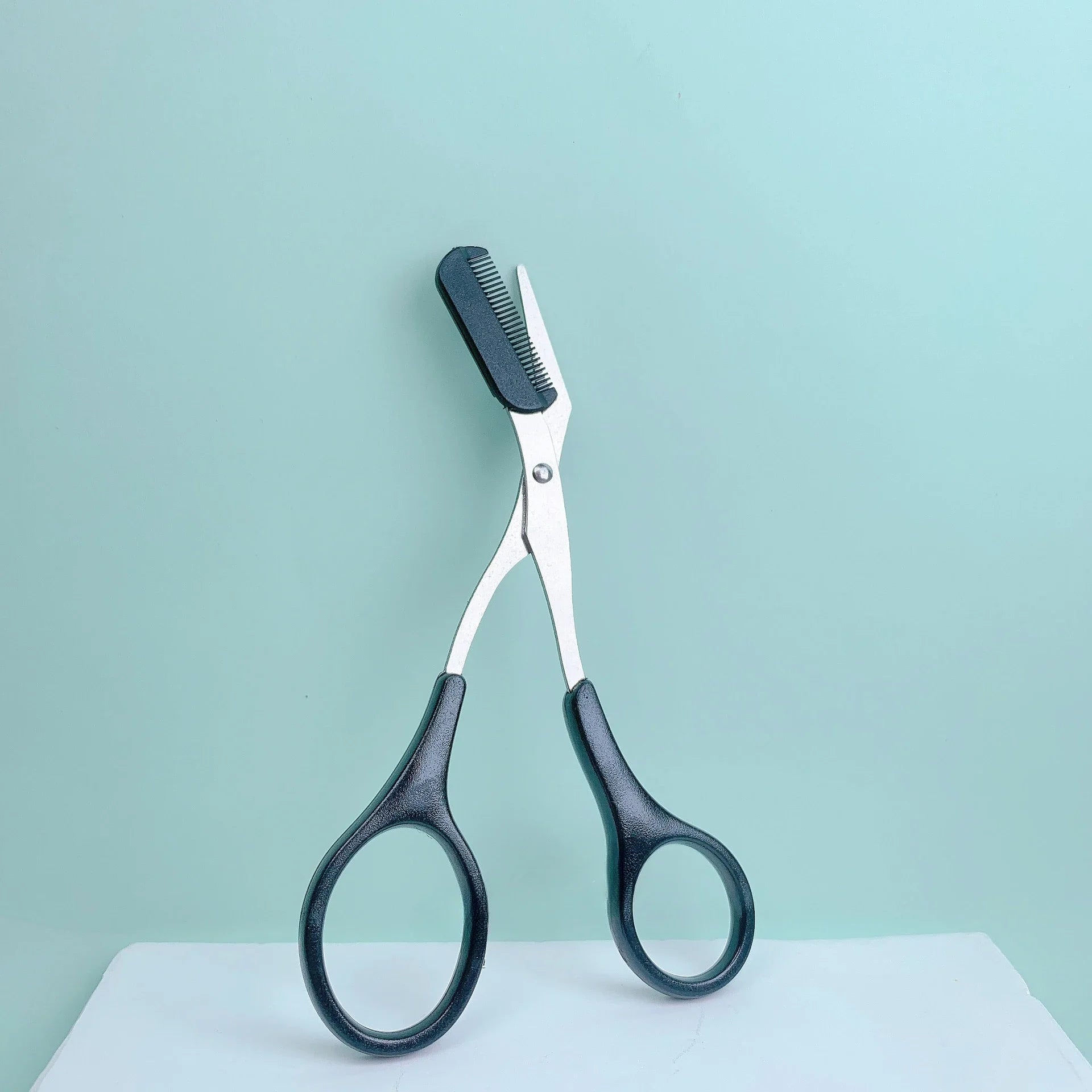 1 Pcs Pink Eyebrow Trimming Scissors with Built-in Comb - Stainless Steel, Precise Grooming Tool, Creating Perfect Eyebrows